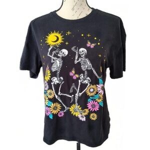 Social Scene Celestial Skeleton Flower T-Shirt Small Medium Whimsygoth Sun Moon
